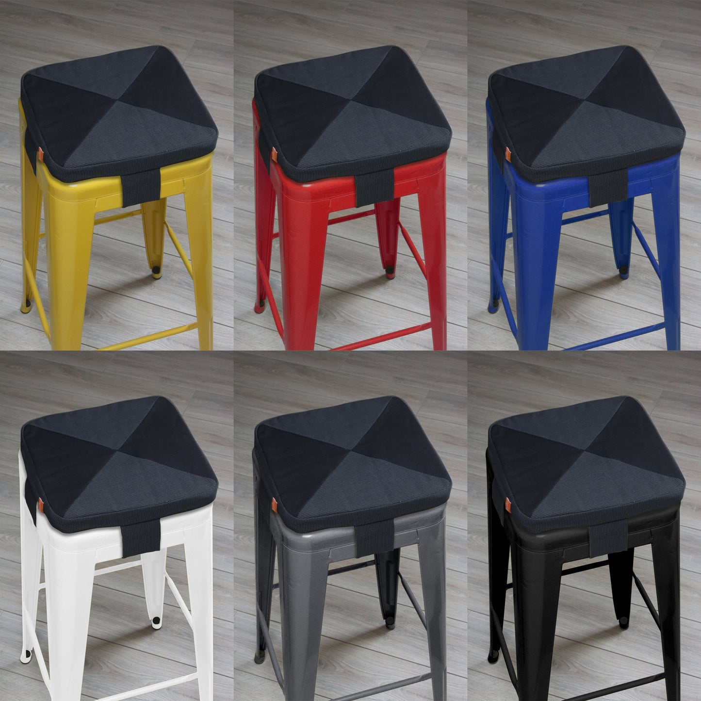 Tolix Bar Stool Cushion; Charcoal + Iron