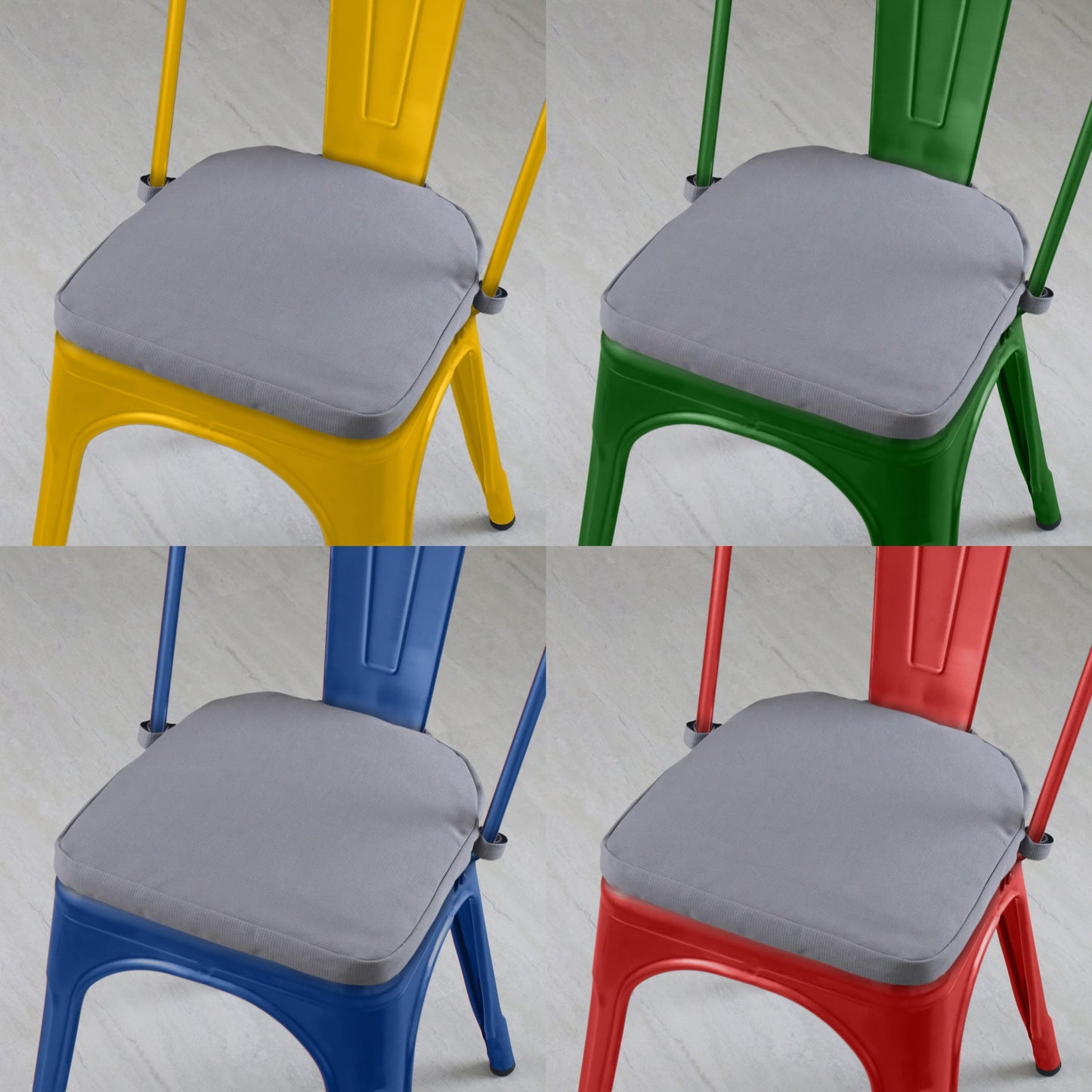 Tolix Bistro Chair Reversible Cushion; Storm + Cement Stripe