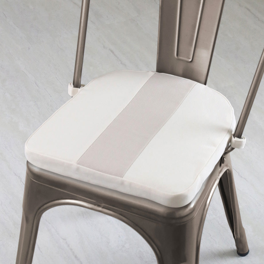 Tolix Bistro Chair Reversible Cushion; Eggshell White + Oatmeal Stripe