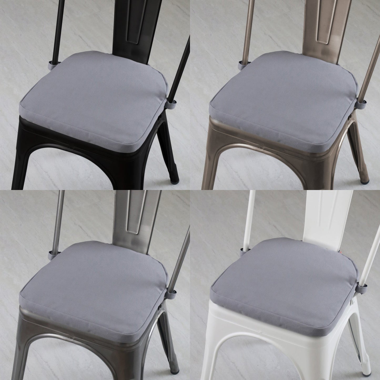 Tolix Bistro Chair Reversible Cushion; Storm + Cement Stripe