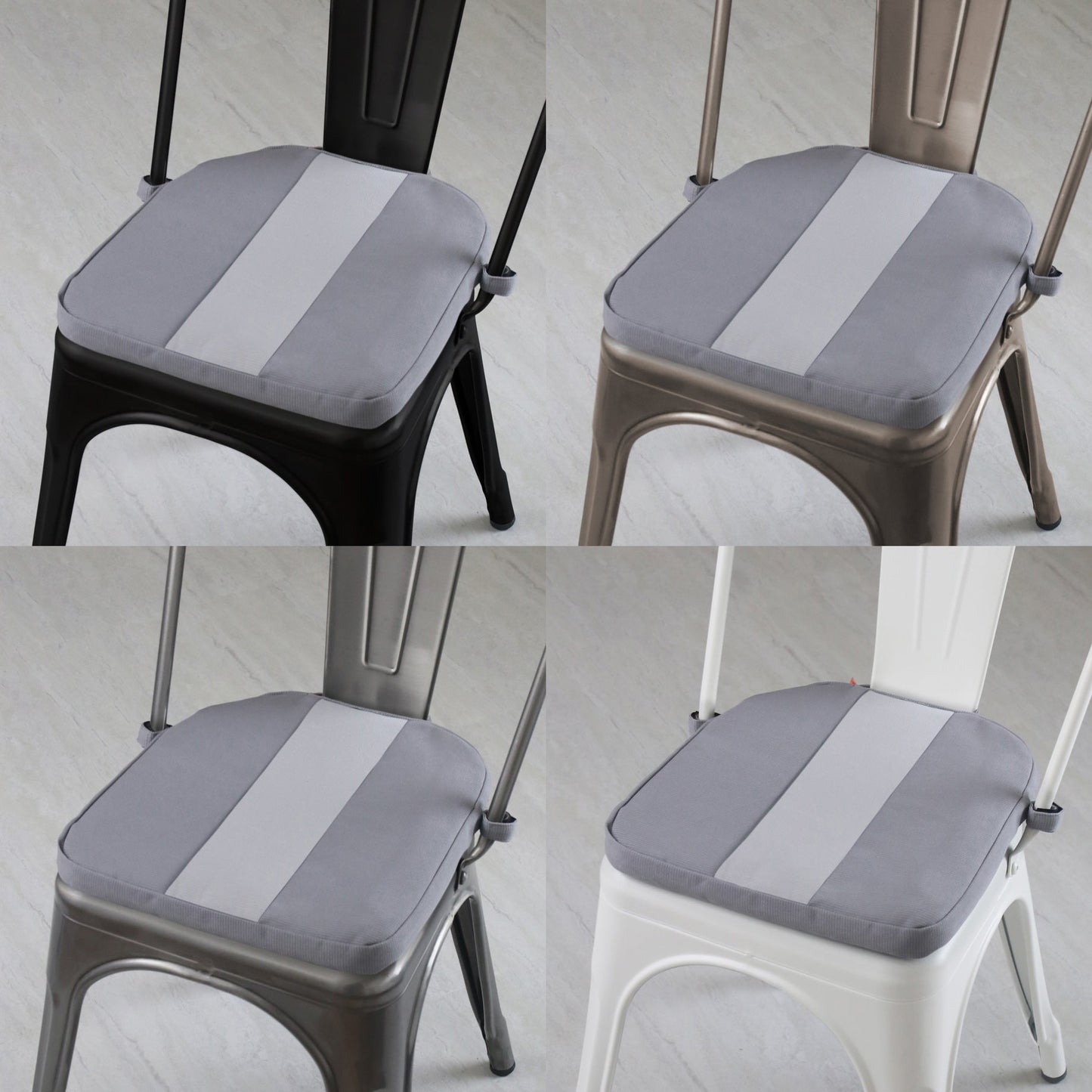 Tolix Bistro Chair Reversible Cushion; Storm + Cement Stripe