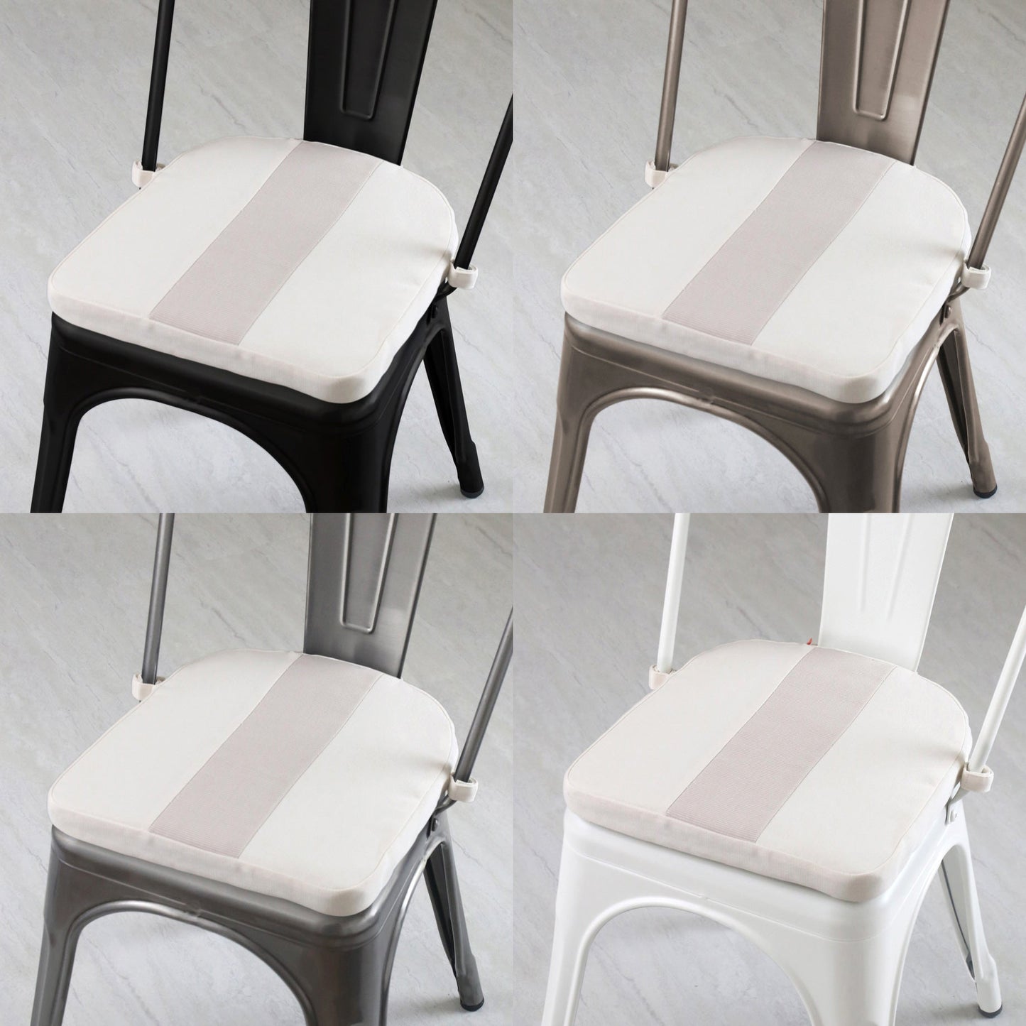 Tolix Bistro Chair Reversible Cushion; Eggshell White + Oatmeal Stripe